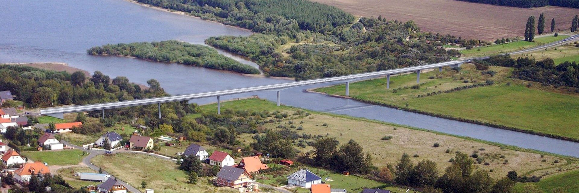 B100 BW 0054 Reconstruction of the bridge over the Mulde river near Pouch, Germany