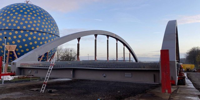 Construction of a canal bridge along Uechtingstraße in Gelsenkirchen (Germany)