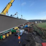 Construction of the Horstmannsteg bridge in the city Hennef , Germany