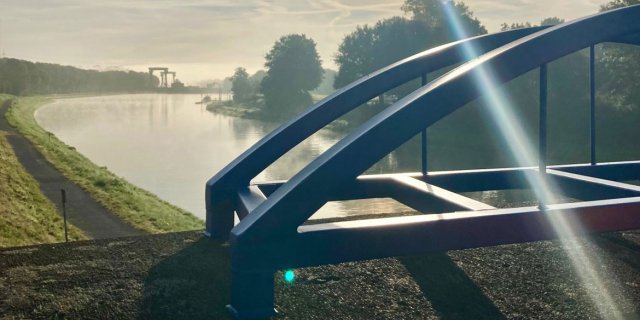 Construction of the Lippe Bridge over the Wesel-Datteln Canal near Hünxe, Germany